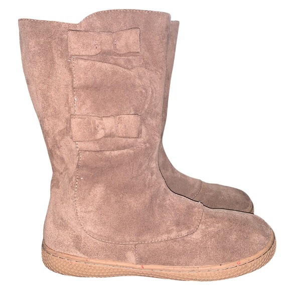 Livie & Luca Shoes - Livie and Luca Neve Taupe Microfiber Tall Boots Bow Accent Girls Zip Size 6
